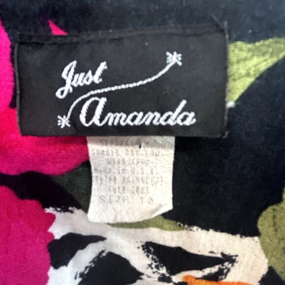 Just Amanda  Vintage size 10 over shirt open 3/4 sleeves USA Rayon black print - Picture 6 of 11